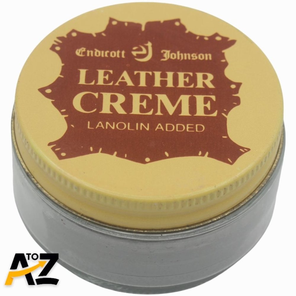 Vintage 1950s Endicott Johnson Leather Creme Glass Jar Tin Lid